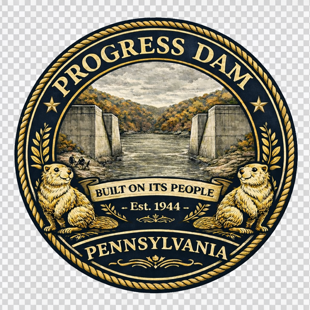 Official Seal of Progress Dam, Pennsylvania &mdash; Built on its people, Est. 1944